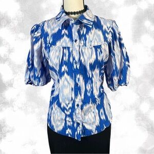 Crown & Ivy Blue and White Boho Chic Top